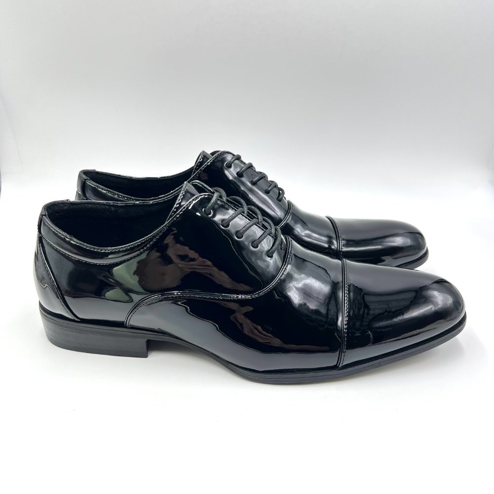 11W 11 WIDE Stacy Adams Mens Gala Black Patent Oxfords Dress Shoes New